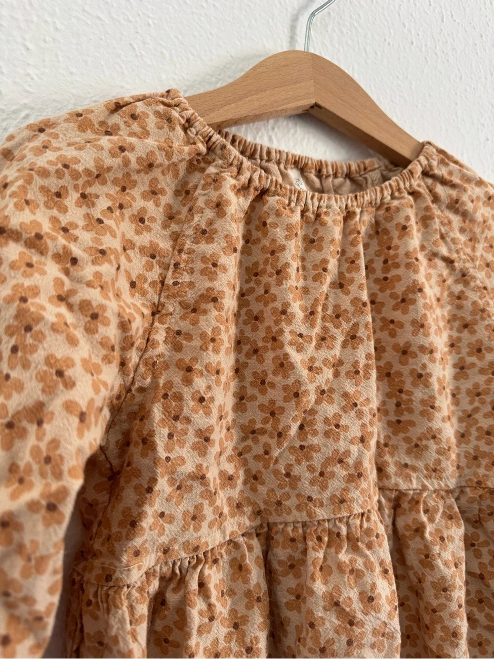 Rylee + Cru Cream and Brown Floral Long-Sleeve Romper